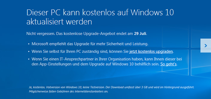 Kostenlos auf Windows 10 updaten